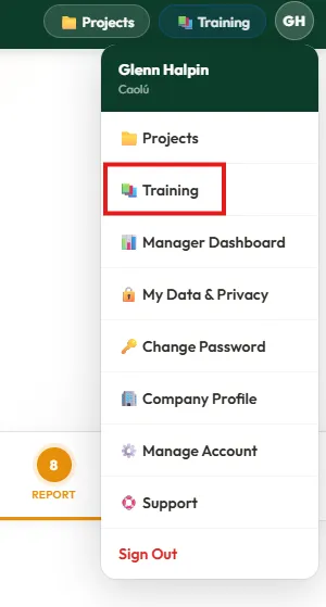 Caolú in-app training module